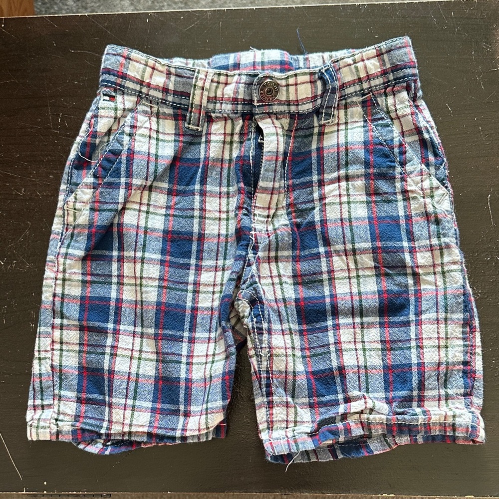 Tommy Hilfiger Blue and Red Plaid Shorts for Kids